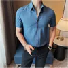 Męskie koszule na zwykłe koszule plus size S-5xl wysokiej jakości letni kołnierz Krótki rękaw Business Formal Dress Shirt Men Slim Party Social Party