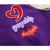 Jaquetas masculinas Love Bordado Costura contrastante Uniforme de beisebol combinando com cores Jaqueta universitária tendência de rua outono solto roxo 230725