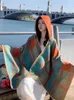 Foulards 2023 Tricoté Femmes Écharpe Hiver Vintage Plaid À Capuche Poncho Femelle Épais Wrap Couverture Capas Para Mujer Chales Pashmina Châle