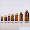 Verpackungsflaschen Bernsteinglas-Tropfflasche mit Bambusdeckeln, ätherische Öle, Probenfläschchen für pro kosmetische Flüssigkeiten, 15 ml, 20 ml, 30 ml, 50 ml, 1 Otqmq