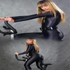 New Sexy Women Full Body Dance Wear One Piece Bodysuit Black Jumpsuit High Elastic Shiny Lycra Spandex Leotard FX1112334g