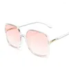 Sunglasses Classic Vintage Women Oversized Square Plastic Frame Designer Clear Grey Pink Lens Shades Oculos A207