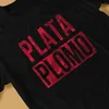 Erkek Tişörtleri Narcos Suç TV Pablo Escobar Yaratıcı Tshirt Erkekler için Plata O Plomo Kırmızı Yuvarlak Yaka Gömlek Hip Hediye Giysileri Sokak Giyim