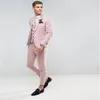 Ternos masculinos blazers sob medida rosa masculino casamento ajuste fino noivo festa de formatura blazer masculino smoking jaqueta calças colete traje mar287y