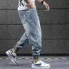 Jeans Hip-Hop Harem Jeans Herrarna Loose Jogger Denim Casual Sports Pants Sydkorea Ankel längd Byxa Street Men's Clothing 230410 L230726