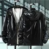 Mensjackor #7001 Silver Grey Blue Black Shinny Streetwear Men Loose Harajuku Hip Hop Jacket Hooded Coats Plus Size 5XL 230725