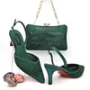 Dress Shoes Doershow Nice African And Bag Matching Set With Green Selling Women Italian For Party HRF1-36