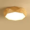 Plafondverlichting Eenvoudige lamp naast voor woonkamer Massief houten verlichting Geometrie Houten lampen Achthoekig Creatief Slaapkamer Studielicht