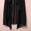 Débardeurs pour femmes Camisoles en mousseline de soie Gilets Femmes Vacances Rue Solide Noir Doux Mince Été Tout-Allumette Fée Survêtement Sexy Long Drapé Point Ouvert Vintage 230726