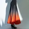 Stage Wear Female Ballroom Dance Expansion Skirts Gradient Purple Orange Waltz Tango Practice Elegant Dancewear 9032