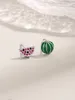 Hot selling S925 Silver Watermelon Drop Glue Color Zirconium Earrings in Europe and America, Cute Design, Light Luxury Earrings