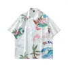 T-shirts voor heren Grote maten Bloemen Kokospalm Grafische T-shirts voor Heren Dames Hawaiiaans Feestdagen Zomer Wit en blouses Streetwear 2023