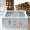 Decorative Objects Figurines Wholesale 9 Compartments Bamboo Tea Box Coffee Bag Storage Holder Organizer For Kitchen Cabinets Home Holders 230726