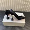 2023 Amina Muaddi Dress Shoes Pumps High Heels Sexy Sandals Factory Shoes Luxury Saeda Crystal Strap Satin Suede Leather Wedding Party Womens box