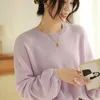 Suéter feminino gola redonda cashmere manga pura lanterna fina estilo primavera e outono 2023