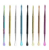 UPS nouvel arc-en-ciel argent Dab outil fumer accessoires Long Dabber outil métal simple fumée pour cire herbe sèche en gros 7.26