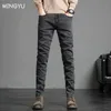 Mäns Skinny Grey Jeans Fashion Casual Elastic Cotton Slim Korea Blue Biker Pencil Denim Trousers Male Hip Hop Brand Clothing 230316 L230726