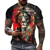 Hommes T-shirts 2023 Coton D'été T-shirt Hommes Animal Lion 3d Imprimer Mode À Manches Courtes Top Micro Élastique Sport Fitness Chemise Pour Hommes-6XL