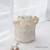 Förvaringskorgar beige bomullsbroderi babykläder leksaker som organiserar väska spjälsäng förvaring väska multifunktionsförvaringskorg 1 bit