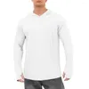 T-shirt da uomo Top da uomo T-shirt in seta di ghiaccio slim fit con protezione solare a maniche lunghe con cappuccio