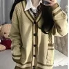 Women's Knits Tees Deeptown Vintage Sweater Women Preppy Knit Button Cardigan Koreaanse Fashion Knitwear Esthetische Japanse Schooluniform Oversized 230725