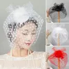 Feminino Retrô Feather Wave Net Fios Chapéu Noiva Elegante Hairpin Net Hats Half Face Cover Chapéus Festa de Casamento Acessórios para o Cabelo