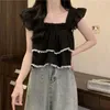 Kvinnors tankar Vest Camis Crop Thin Chiffon Söt Y2K Toppar Summer Outfits 2023 Kvinnliga kläder Estetiska kropp Koreansk topptrend