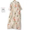 Italian summer new high-end ramie cheongsam with slanted front standing collar niche design dress for women