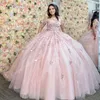 Glitter Tulle Quinceanera Dress 2024 Sequins Charro Mexican Quince Sweet 15/16 Birthday Party Gown for 15th Girl Prom Gala vestido de 15 anos Corset Sky-Blue Green Pink