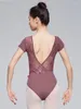 Vêtements de scène femmes entraînement corporel ballerine Dancewear dentelle v-back patinage danse Ballet Performance gymnastique justaucorps Costume Body