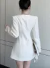 Повседневные платья французская элегантная мода шорт для женщин 2023 Корейский ол с длинным рукавом однорастого тонкого платья вечеринка vestido feminino rabe