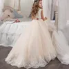 Robes de fille HYGLJL filles Tulle rétro jupe gonflée fleur dentelle robe de soirée mariage la première Communion princesse