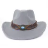 Autumn Winter Top Woolen Jazz Hat Wide Brim Cowboy Fedora Hats for Women Men Luxury Fascinator Felt Panama Cap