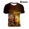 Camisetas masculinas Summer Cool Fashion 3D Beer Printing T-shirt Personality Graphic Tee Casual Manga Curta Tops Plus Size 2XS-6XL