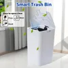 Waste Bins SDARISB Smart Sensor Trash Can Automatic Kicking White Garbage Bin for Kitchen Bathroom Waterproof 8.5-12L Electric Waste Bin 230725