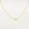 Klassisk designer halsband dubbel slinga charms hänge kärlek halsband för kvinnor flickor 316l titanium stål bröllop smycken