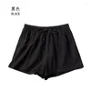 Short femme 2023 coton lin femme basique pantalon court Mini pantalon mode taille haute bas pour adolescentes été grande taille