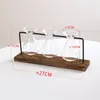 Vases Hydroponic Tabletop Planter Glass Small Vase Terrarium With Wooden Stand For Garden