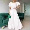 Vestidos casuales básicos Vintage Puff Sleeve Women Party Maxi Dress Elegante rayas Office Lady Long Fashion Turndown Collar Button Shirt 230726