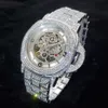 Andere Uhren Hohle mechanische Uhr Top Luxus Diamant Silber Automatik Mode Hip Hop High End Wasserdichte Uhr Drop 230725