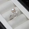 Anelli a grappolo Anello in vero argento sterling 925 Perla d'acqua dolce naturale Per le donne Anniversario di gioielleria femminile personalizzato