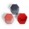 Smyckeslådor Hexagonal Veet Box Ring Pendant Earring Packaging Present For Propoal Engagement Drop Delivery Display OTQ79