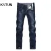 KSTUN Men's Jeans Summer Denim Pants Slim Straight Dark Blue Regular Fit Leisure Long Trousers Famous Brand Jean Men Hombre 210318 L230726