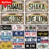 Old Hawaii Licenses Plate Metal Sign Vintage Plaque Personlig registreringsskylt tennskylt man grotta dekoration rese metall målning affisch hem konst dekor 30x15 cm w01