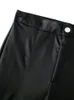 Women's Leggings 2023 Women Clothing Zip High Waist Faux Leather Legging Front Visible Seam Detail Casual PU Black Skinny Pants