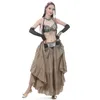 Women Tribal Belly Dance Costume Accessory Elastic Waist Cotton Linen Gypsy Long Maxi Skirt (without belt)
