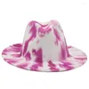 Bérets Graffiti impression Jazz chapeau haut de forme femmes hommes automne large bord Fascinator cravate-teinture Fedora pour fête mariage Panama feutre casquette