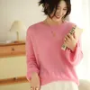 Suéter feminino gola redonda cashmere manga pura lanterna fina estilo primavera e outono 2023