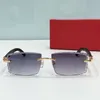 Nuevo diseño de moda gafas de sol cuadradas 0339S montura sin montura lentes de corte patillas de madera estilo simple gafas de protección UV400 versátiles para exteriores