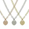 Mode nieuwe T ketting dames hart dubbele perzik 18k gouden titanium staal grove ontwerper hangerse sieraden